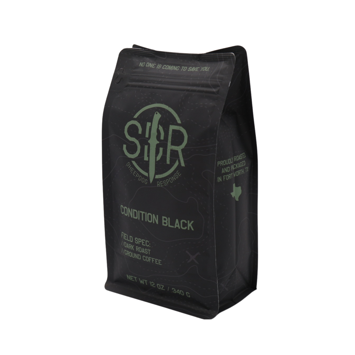 Condition Black Coffee bag front view – Tactical dark roast by Sheepdog Response