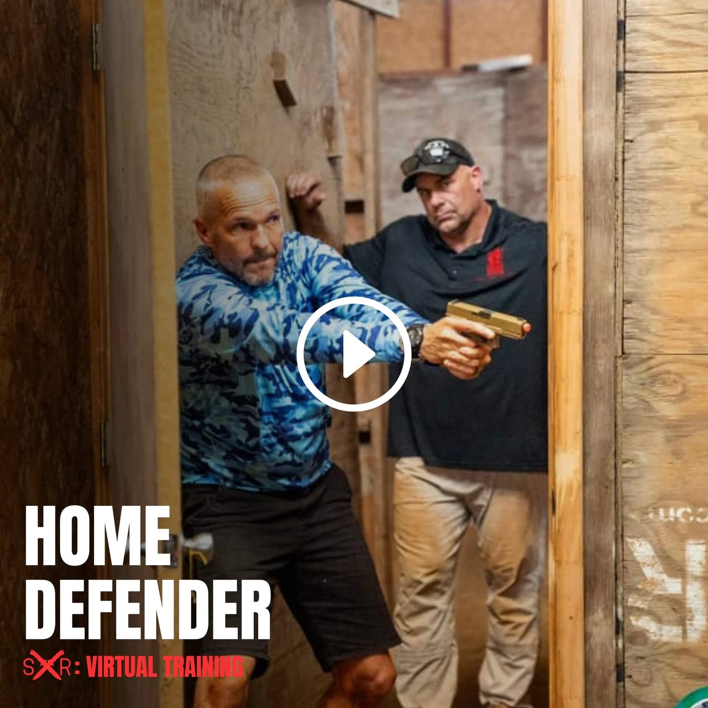 Student clearing a hallway with training pistol during Sheep Dog Response Home Defender virtual course