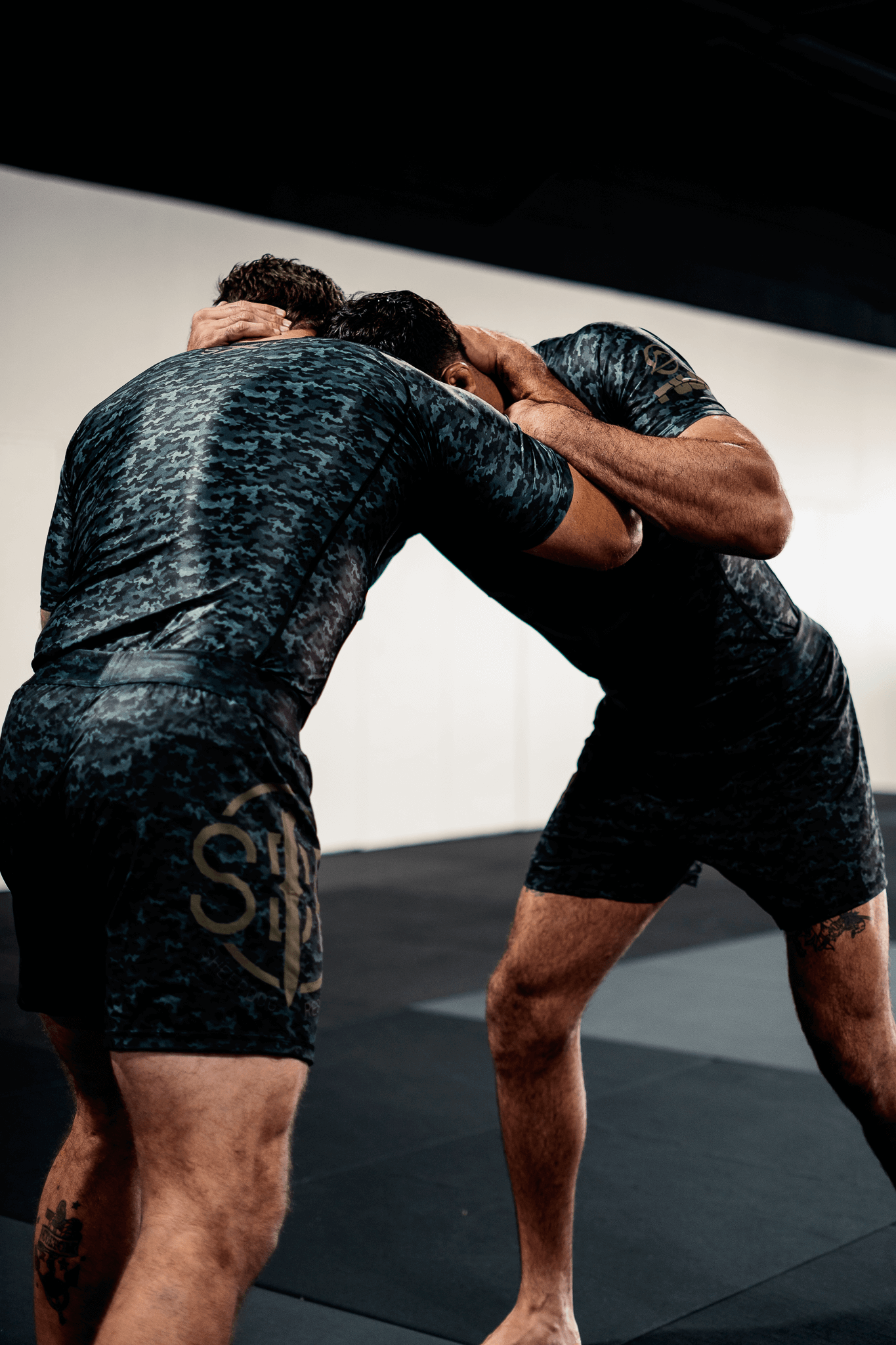 SDR Black Camo Blade Logo Grappling Shorts – 6.7” Inseam