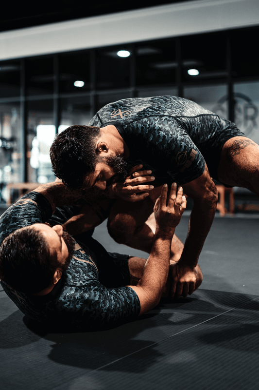 SDR Black Camo Blade Logo Grappling Shorts – 6.7” Inseam