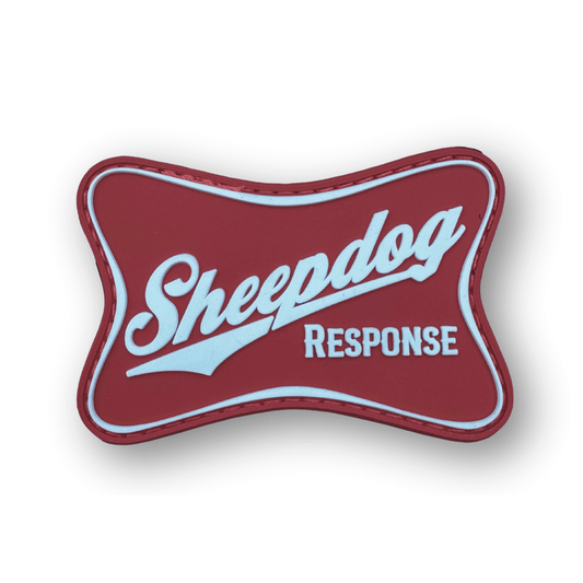 Sheepdog Lite PVC Patch – red 3x2 tactical patch with hook & loop backing