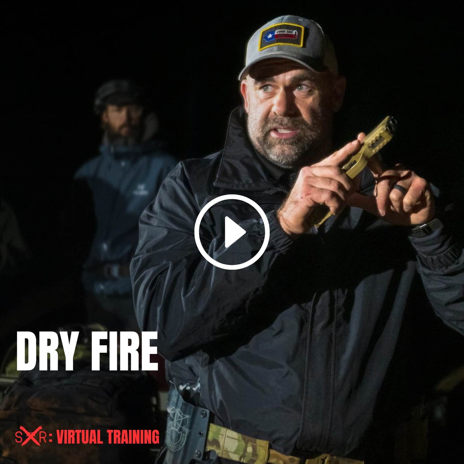  Instructor demonstrating dry fire pistol drill during Sheep Dog Response virtual training session